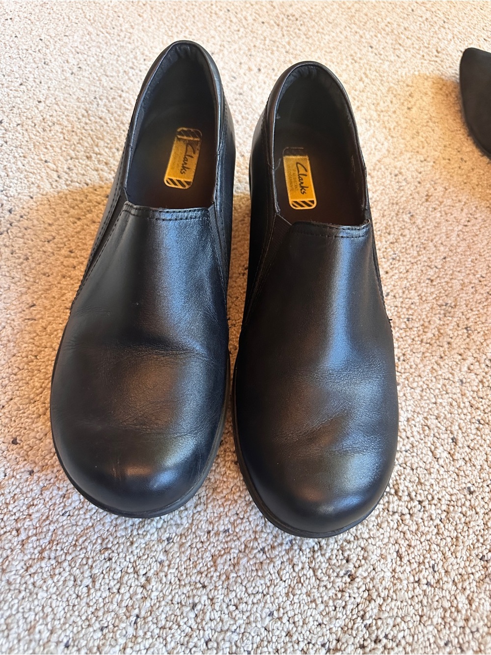 Clarks Black Slip-On Leather Loafers
